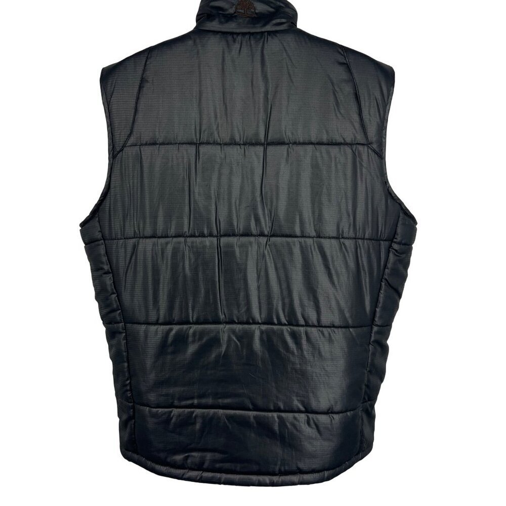 Timberland Men Blue Quilt Puffer Vest Medium Snap Button Pockets Sleeveless EUC - Picture 8 of 10